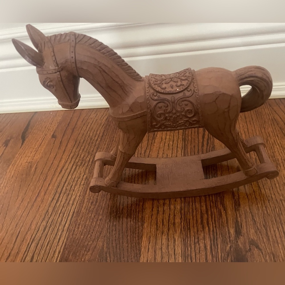 Christmas decor Handcrafted Brown Rocking Horse 10.2” - Picture 2 of 5